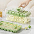 Ice Cube Trays - Ice Cube Tray with Lid and Container - 56 Ice Cube Molds - 2 Containers and Ice Scoop - BPA-free (Green)