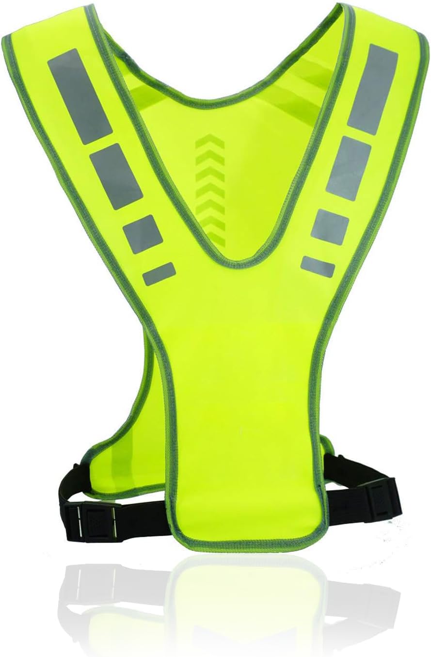 Reflective running clothing with high visibility and pockets - reflective safety vest - unisex - breathable reflective clothing - adjustable safety warning vest for jogging - walking - cycling