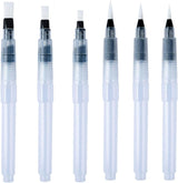 Refillable watercolour brush set: 6 watercolour brushes with refillable reservoirs - watercolour brushes with fine, medium and large tips for watercolour painting and sketching