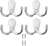 4 pieces of coat hooks with double pins, metal coat hangers, double coat hooks, suitable for bathroom, bedroom, door, wall, clothes, can hang jackets, scarves, bags, towels, keys, hats, with 8 screws