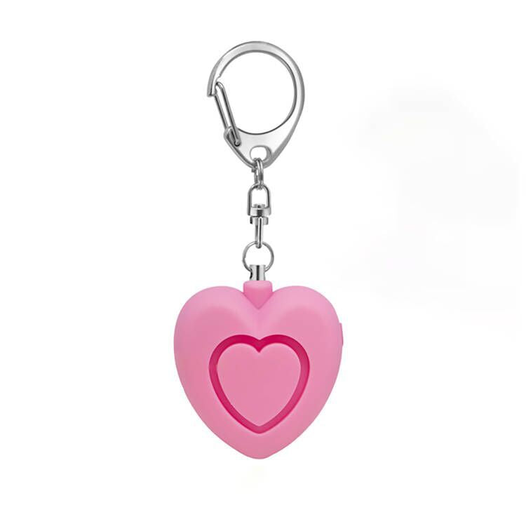 Personal alarm - 125dB - Heart-shaped - Protection device - with light - Keychain - for girls, women, children, the elderly, walking, traveling, parking, at night