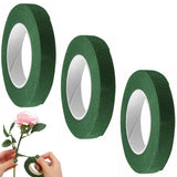 3 rolls of flower tape - 12 mm wide dark green flower tape for wrapping bouquet stems and DIY craft projects - 30 metres per roll