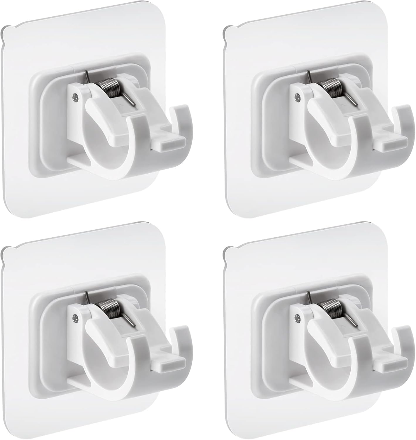 4 pieces self-adhesive curtain rod brackets No drilling required Curtain hooks Fixed rod bracket Curtain rod wall mounting bracket Towel bar hooks for home Bathroom Kitchen Hotel Towel Clothes Hanging (White)