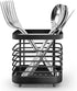 Kitchen utensil holder, stainless steel cutlery rack, sink holder, stainless steel sink organizer, kitchen utensil cutlery holder (black)