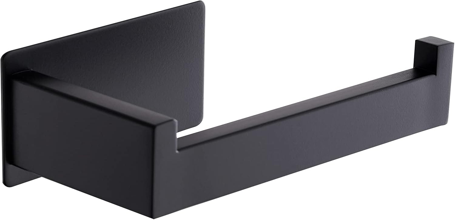 Toilet roll holder - No drilling required, high-quality 304 stainless steel toilet roll holder, self-adhesive, suitable for bathroom and kitchen, strong adhesion, waterproof, black