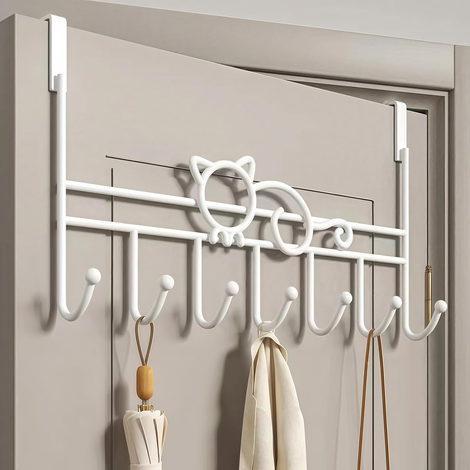Door hooks, coat hangers for jackets, towels, bags, bathrobes (1 pack, white)