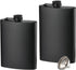 2-pack hip flasks, 8oz and 12oz stainless steel leak-proof slim hip flasks with funnel for men and women (matte black)