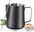 Melkopschuimpot - 350 ml stainless steel milk frothing jug for milk, coffee, cappuccino, latte art, barista frothing jug with decorative pen [black]