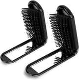 2 pieces of foldable hairbrush - portable travel hairbrush with pocket-sized mirror, anti-static mini hairbrush - small compact massage comb, hair styling tool - for women, girls, home, travel, gym, purse (black)