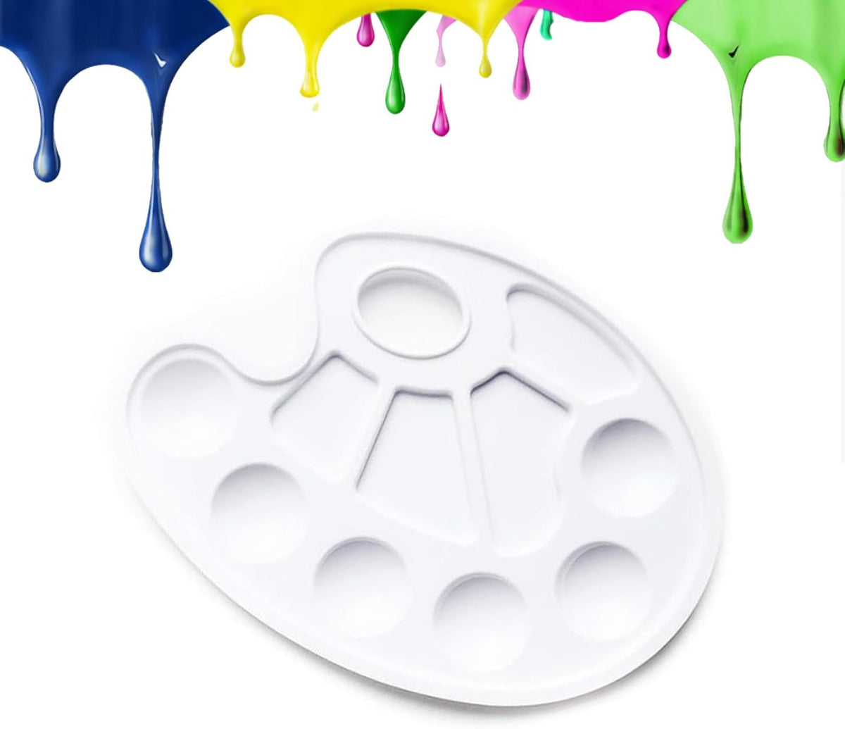 Acrylic paint palette, mixing palette, plastic palette, paint palette, mixing palette 10 holes white round paint palette for watercolor, acrylic and oil paint, DIY, craft, professional art painting