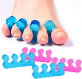 4-pack gel toe separators, gel nail polish toe separators for men and women, correctors, reusable for overlapping toes, bunions, hammertoes, relief of foot pain, pedicure and manicure