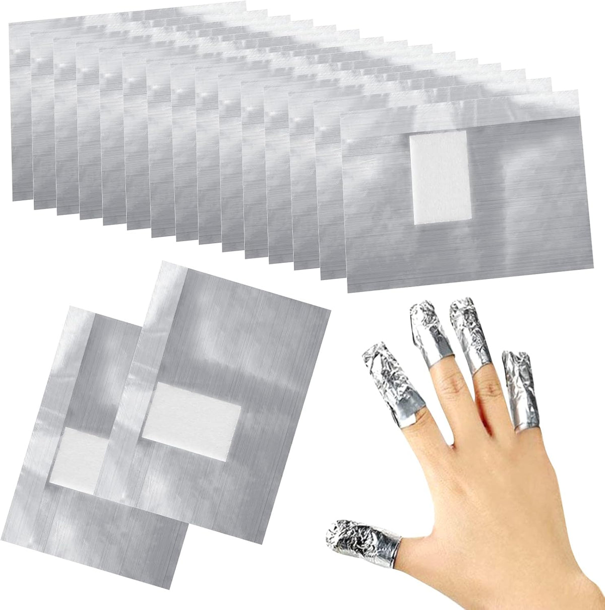 100 foil nail stickers, foil for gel nails, nail foil remover with pre-installed lint-free cotton pads for manicure and pedicure, nail art cleaner