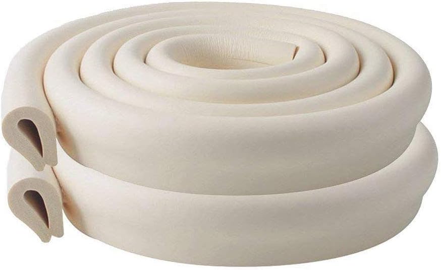 Edge protection strips, 2M * 2 rolls foam safety strips, anti-bump strips for kids, thickened soft protection strips, corner protectors for babies, children and toddlers - cream white