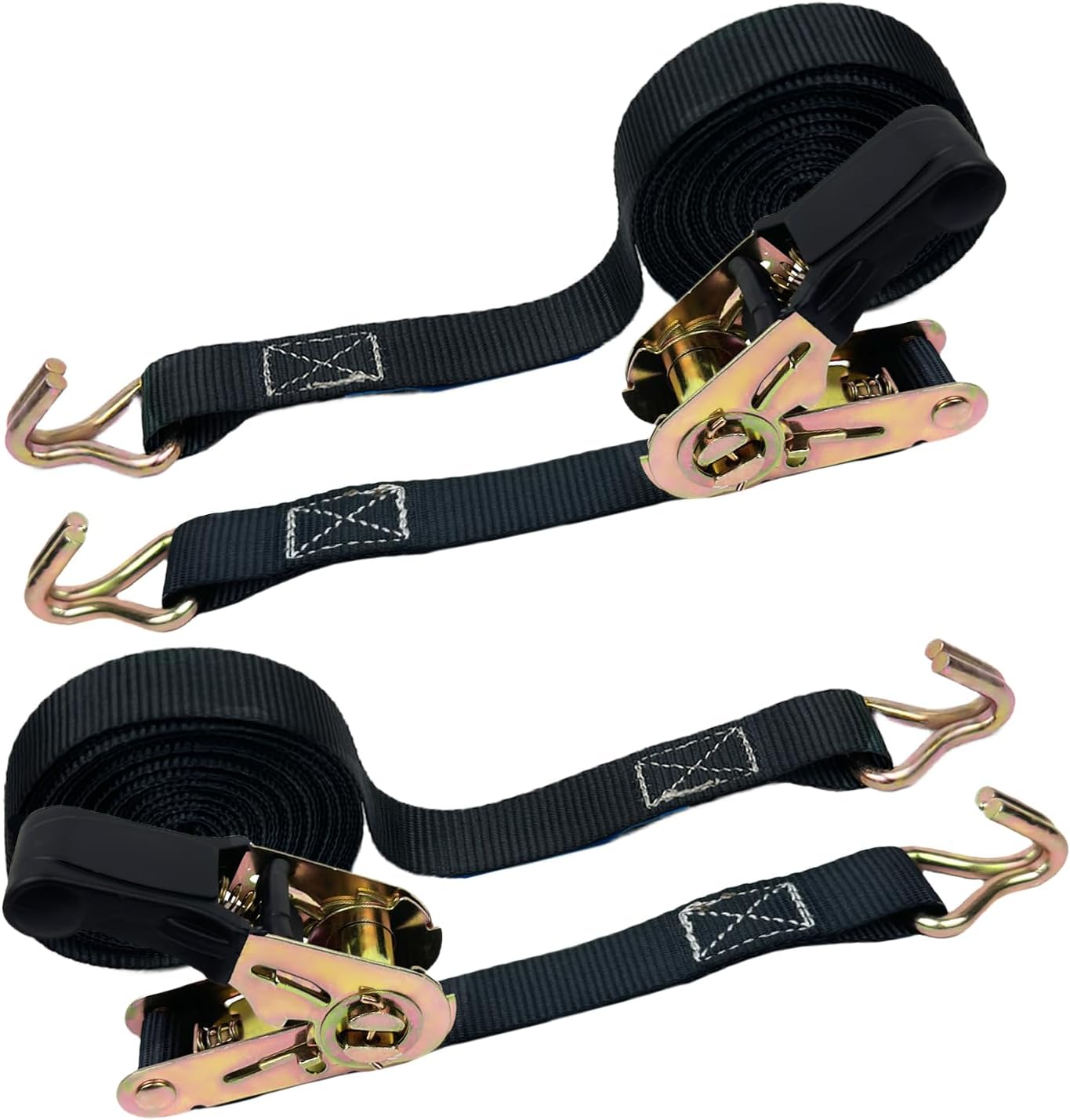 Ratelspanband 2-pack, 800 kg spanband, 6 m x 25 mm ratelspanband, hook spanband for motorbike, car, trailer, truck and home