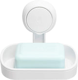 Shower soap caddy, holds up to 3 kg, bathroom, soap dish with suction cup, wall mount, waterproof, no drilling needed, removable shower storage box with suction cup, sponge holder, white plastic