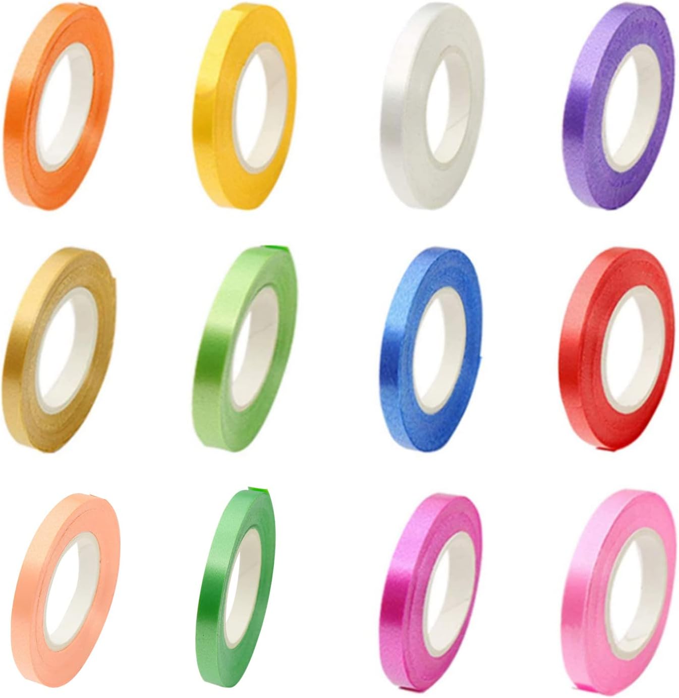 Set of 5mm wide curly ribbon, 12 rolls of balloon curly ribbon, 12 colours curly balloon string, wrapping paper, ribbon, string, party ribbon, wedding, DIY, holiday crafts (10m/roll)