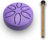 Ethereal Drums - Mini Steel Tongue Drum Kit - for sound healing, meditation and yoga - 3" 6-note - Great for beginners and relaxation - Lavender Purple - Mallets + Tabs + Bag
