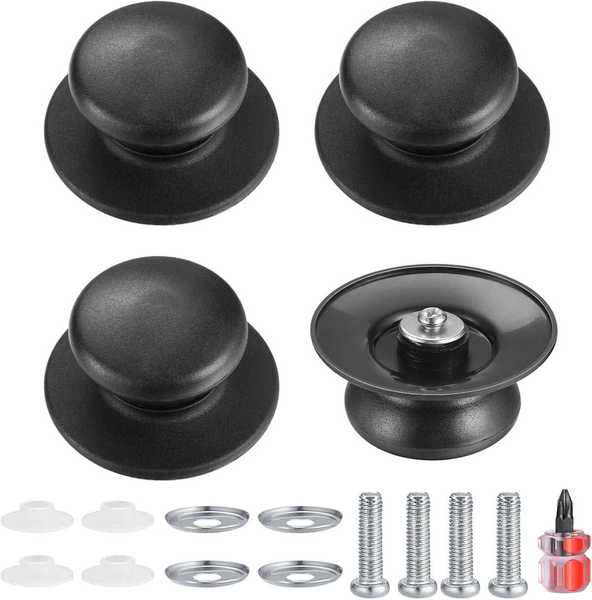 Set of 4 lid knobs, universal replacement lid knob, handle for kitchen cookware, round bakelite handle