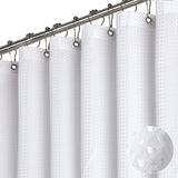 Shower Curtain - Waffle Shower Curtain - 180 x 200 cm - White Shower Curtain - Textured Fabric - Bathroom Shower Curtain - Waterproof - Machine Washable
