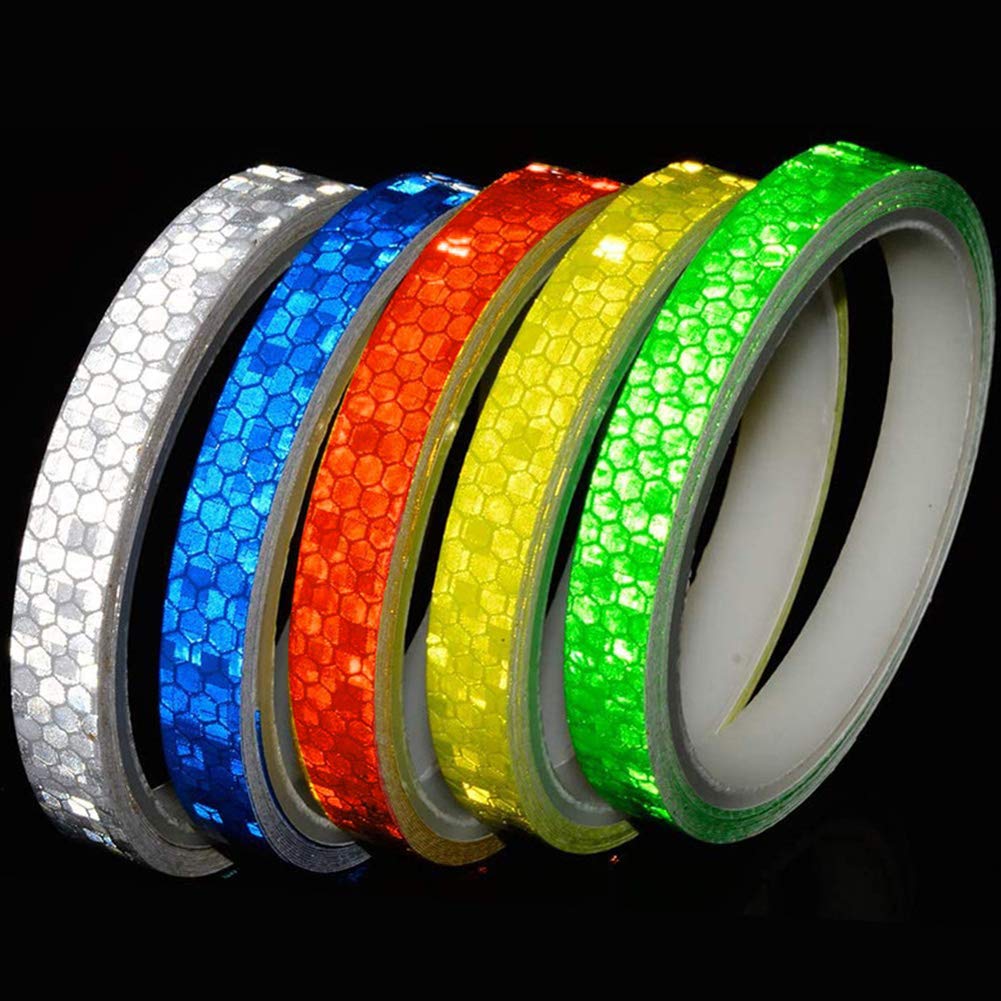 Reflective tape - 5 colours - Night safety - Reflective warning stickers - Waterproof - Outdoor - Reflective tape for bike wheels - Suitable for bikes, trailers and motorcycles