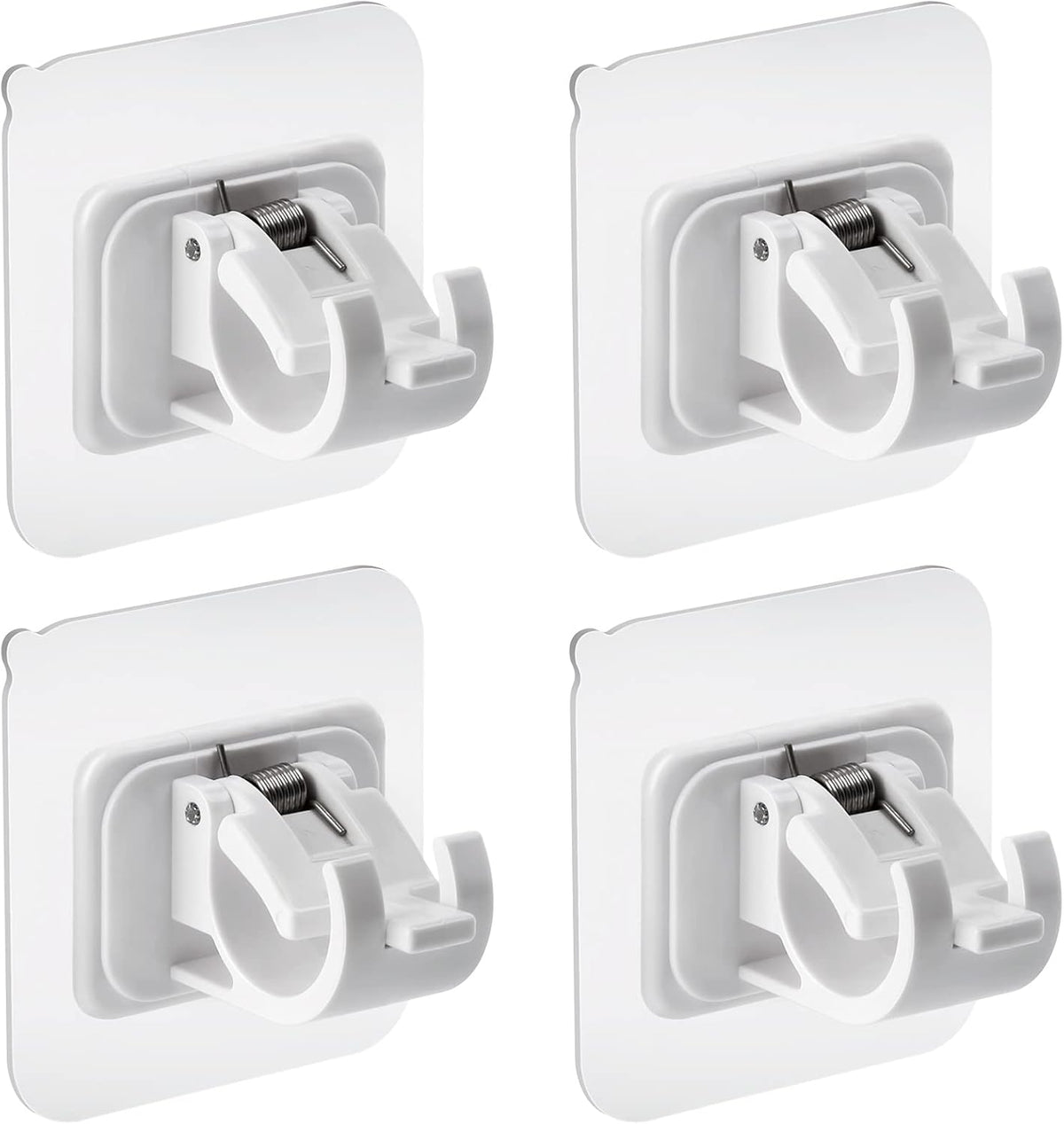 4 pieces of self-adhesive curtain rod brackets No drilling required Curtain hooks Fixed rod bracket Curtain rod wall mounting bracket Towel rod hooks for home Bathroom Kitchen Hotel Towel Clothes Hanging (White)
