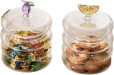 Household candy jar - desk candy box - candy jar with 3D fruit lid and snack compartment (two parts)