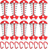Carabiner Hook - Red - 10-pack - Ceiling Anchor with Carabiner Hook - Aluminium - Anchor - Spring Pin - Camping - Outdoor - Fishbone - Tent Anchor - Tent Rope - Spanner - Fishing Line - Adjuster - Pin