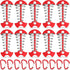 Carabiner Hook - Red - 10-pack - Ceiling Anchor with Carabiner Hook - Aluminium - Anchor - Spring Pin - Camping - Outdoor - Fishbone - Tent Anchor - Tent Rope - Spanner - Fishing Line - Adjuster - Pin