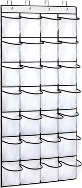 Hanging shoe bag organizer - 28-compartment shoe rack behind the door - transparent shoe rack - hanging shoe rack behind the door - large capacity shoe rack - with hooks