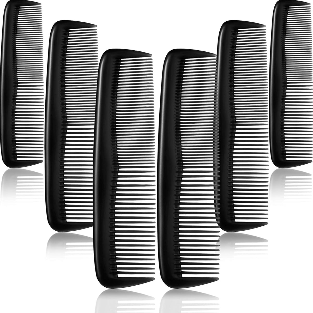 12-piece hair brush set - fine plastic hair brush in pocket size - unisex - fine comb (black)