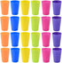 Set of 24 reusable plastic cups, 250 ml, durable plastic drink cups for kids, for use in the kitchen, outdoors, parties, picnics, barbecues, travel (6 bright colours)