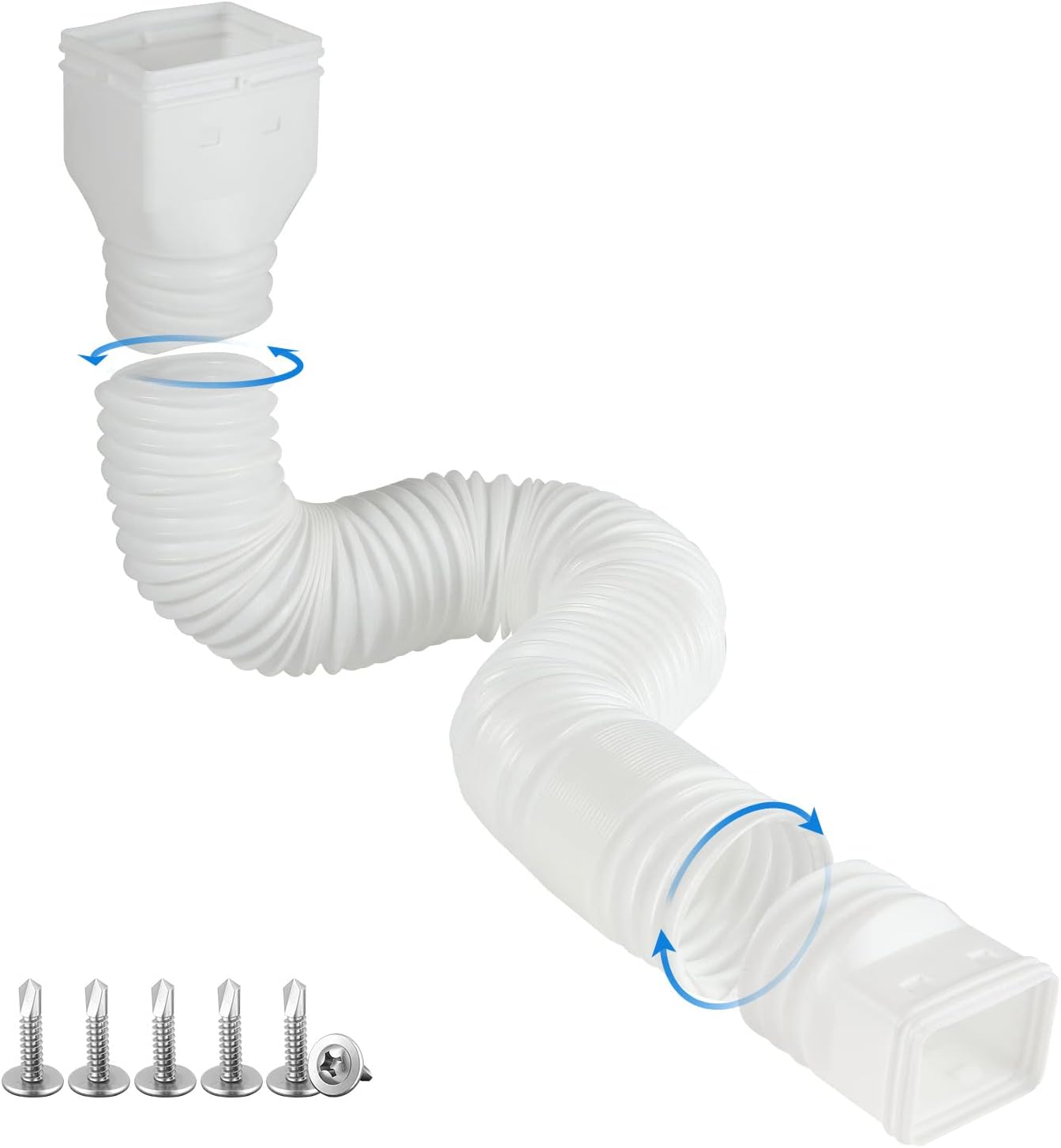 White single gutter extension - Flexible design - Gutter extension - Gutter connector - Rainwater drainage - Extendable from 21 inches to 68 inches