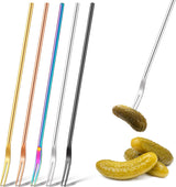 Vorken - 5 pieces - Augurkenvork - 8.66 inches - Long steel - Olive fork - 304 stainless steel - Augurkenprikker - Gripping tool - For making cocktails, desserts, fruit - 2 prongs - 5 colours