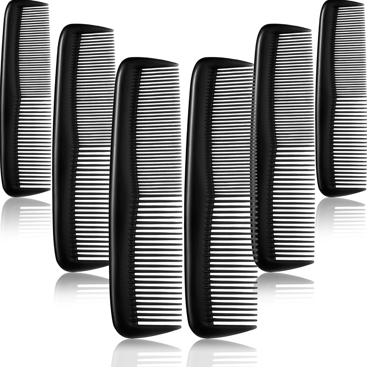 12-piece hair brush set - fine plastic hair brush in pocket size - unisex - fine comb (black)