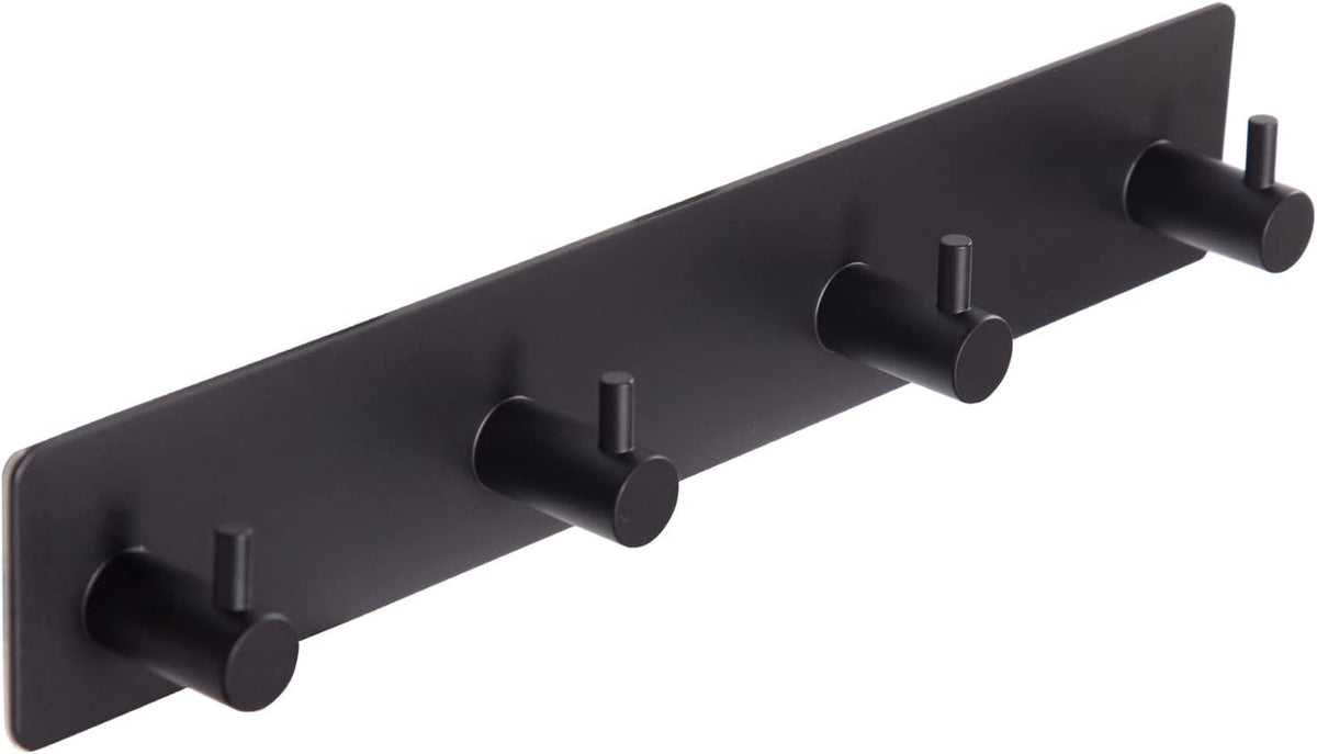 Black self-adhesive towel hooks - Bathroom on the wall - No drilling required - Specifically for shower areas - Heavy-duty wall hooks, self-adhesive towel rails - adhesive wall hooks - Stainless steel self-adhesive hooks - Suitable for kitchens-doors-keys