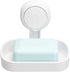 Shower soap dish, load capacity up to 3 kg, bathroom, soap dish with suction cup, wall-mounted, waterproof, no drilling required, removable shower storage container with suction cup, sponge holder, white plastic