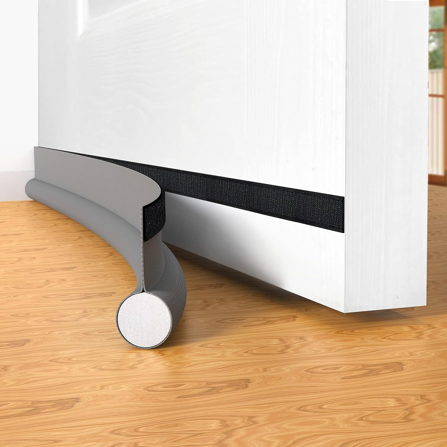 Door stopper, draft excluder, draft strip, 37 inch, cuttable, draft seal, insulator, sound insulation, heat insulation, insulation, insect repellent, suitable for indoor and outdoor doors, 1 pack, grey