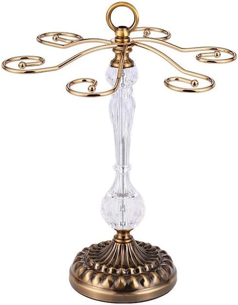 Rotating wine glass rack with 6 hooks - Antique freestanding drying rack for the countertop - Suitable for home and bar storage