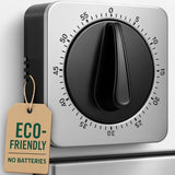 Kitchen Timer - Mechanical Egg Timer - Battery-Free - 100% Mechanical Kitchen Clock - Stainless Steel Housing - Kitchen Clock - Stopwatch - Countdown Reminder - Magnetic Kitchen Clock - Egg Timer (grey)
