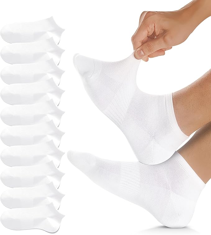 10 pairs of unisex sports socks - breathable cotton - short running socks - quarter socks - unisex (white)