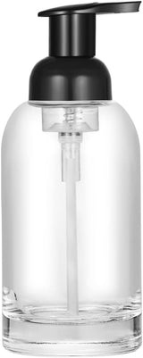 Hand soap bottle - Foam soap dispenser - Glass - Pump type - 375 ml dispenser - Clear bottle with black pump - For hand soap and body soap - 2-pack