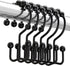 Matzwarte shower curtain hooks (12-pack) - Double hooks made of stainless steel - Hooks with smooth rolling action - Suitable for shower curtains up to 3.3 cm thick - Suitable for shower curtains and waterproof liners. (black)