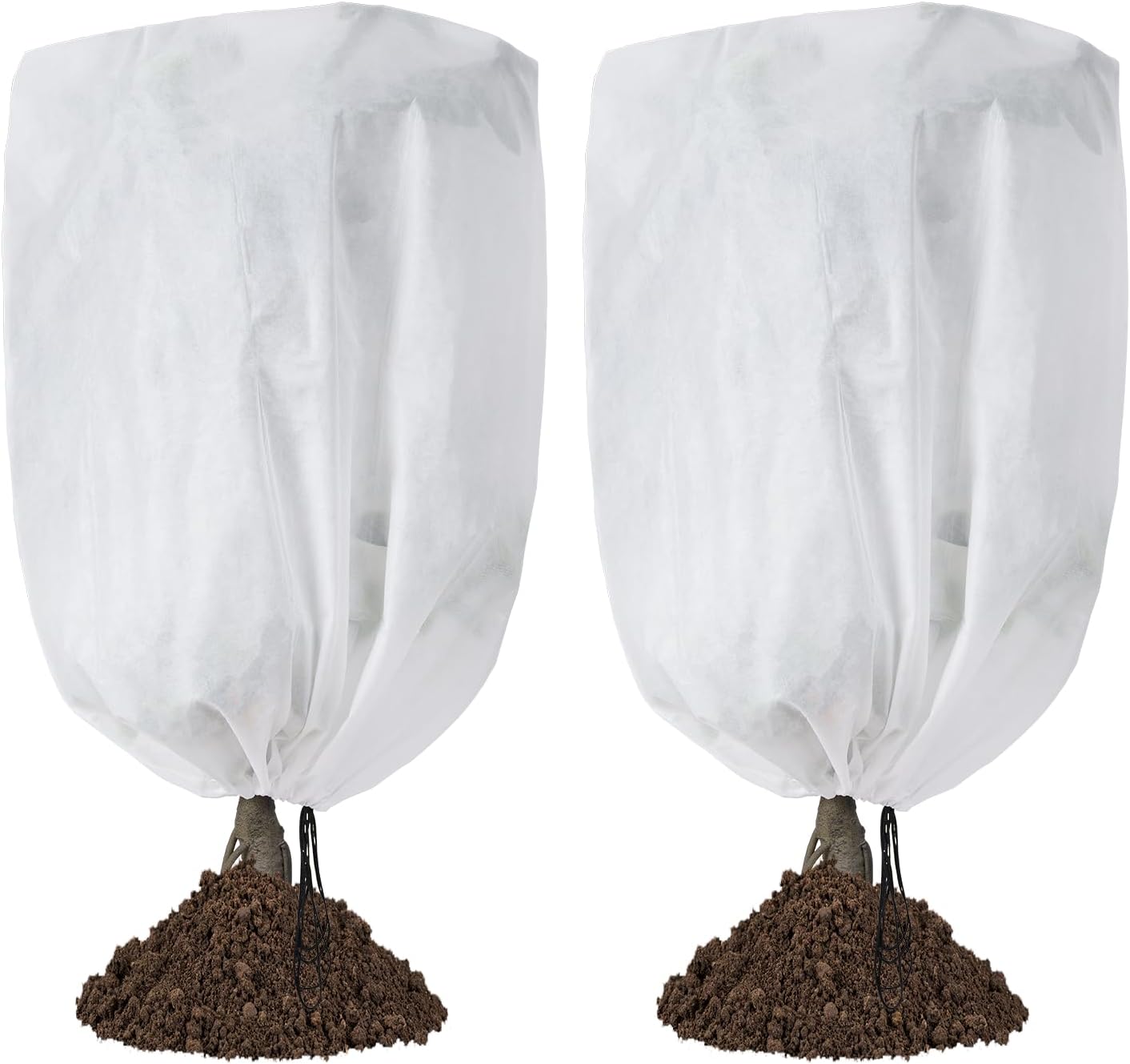 Plant frost protection - cold cover - plant cover - with drawstring and zip - 2-pack - 120 * 180 cm - white - for outdoor plants - shrub pots - plants - winter