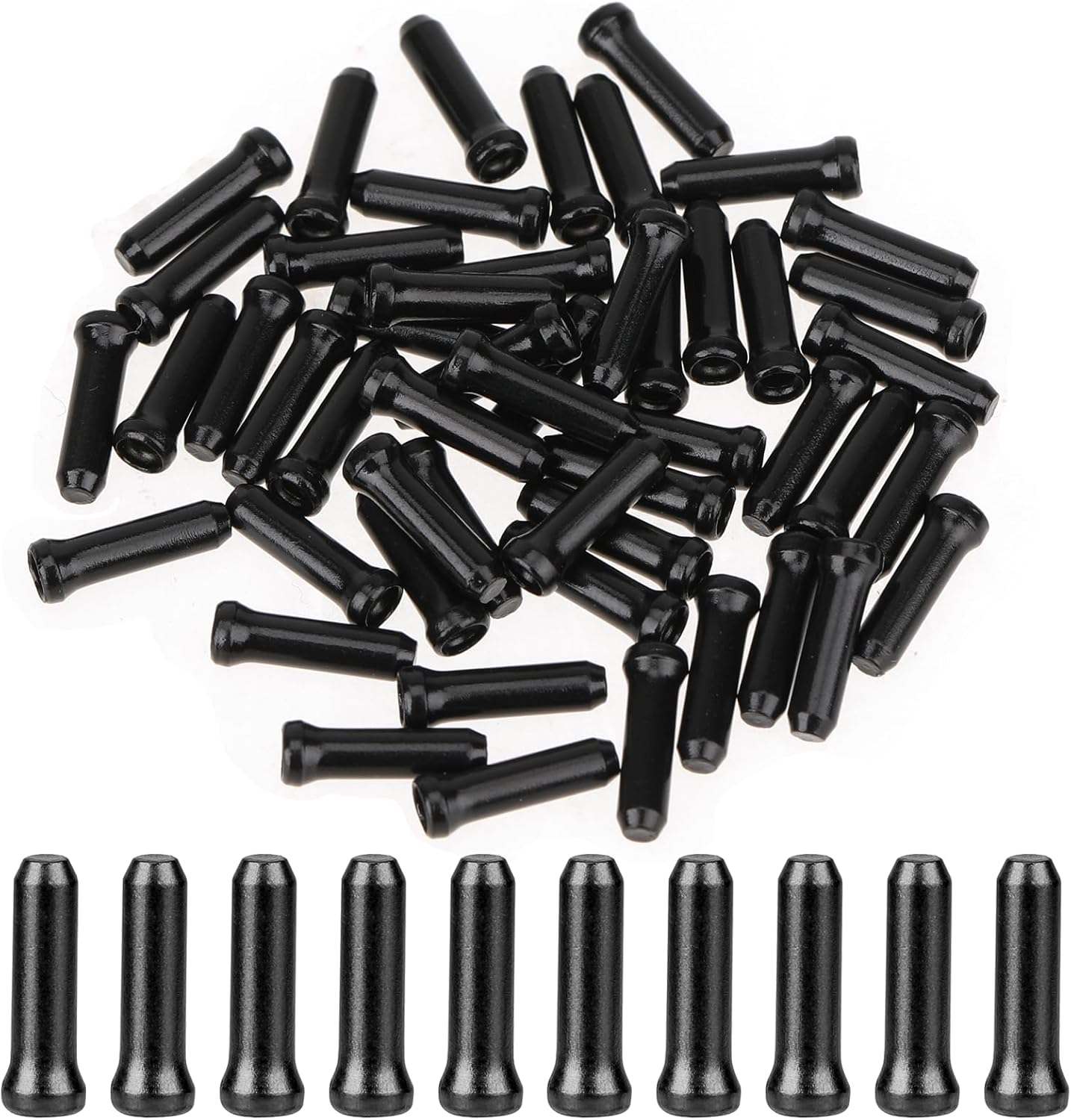 Bike Cable End Caps - 50 Pieces - Black - Bike Cable End Caps - Brake and Gear Cable Tips for Bikes