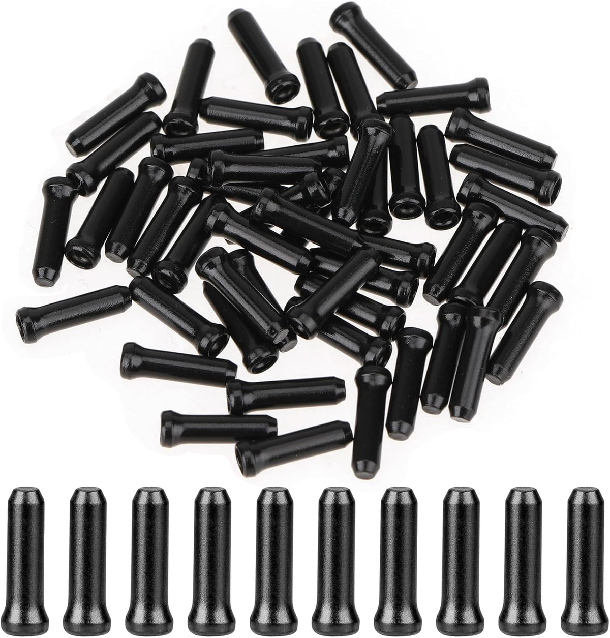 Bike Cable End Caps - 50 Pieces - Black - Bike Cable End Caps - Brake and Gear Cable Tips for Bikes