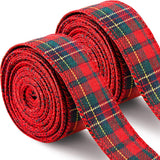 Christmas checkered ribbon - Jute ribbon with wire edge - Easy to bend - Red and green checkered ribbon - For Christmas tree decoration - DIY - Flower arranging - Crafting - 5 cm * 6 m