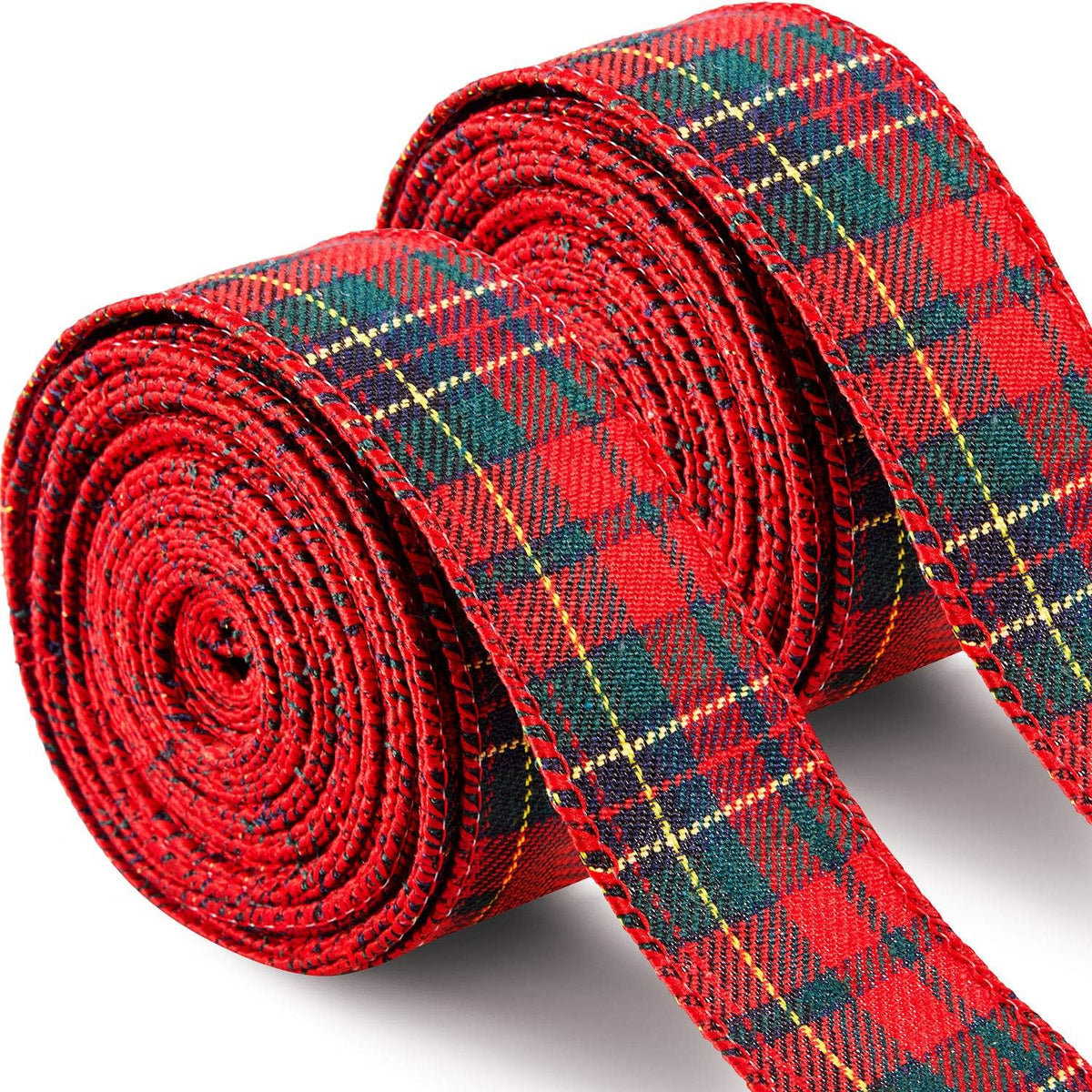 Christmas checkered ribbon - Jute ribbon with wire edge - Easy to bend - Red and green checkered ribbon - For Christmas tree decoration - DIY - Flower arranging - Crafting - 5 cm * 6 m