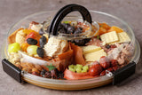 Eetblad - Bamboo plate with clear lid - Dried fruit plate - Rice picnic - Portable - Deli container - Meat- Wood eco-friendly- and fruit bowl - Housewarming gift for a new home