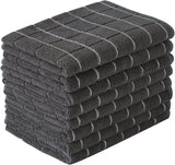 Theedoeken - Microfiber Tea Towels - Ultra Soft - Super Absorbent - Lint Free - Kitchen Towels - Pack of 8 (Black Check Pattern) - 26 x 18 inches