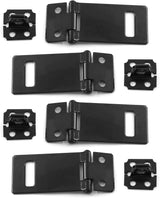 Biaungdo 2 Inch Padlock Hasp, 4 Pcs Door Slide Latch Lock Security Door Clasp Black Painted Iron Gate Bolt Lock Hasp with Screws for Door Gate, Home, Garden, Yard(Black)